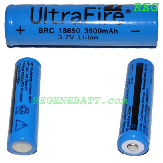 Accus Li-ion Ultrafire 18650 3800mAh 3,7v trio