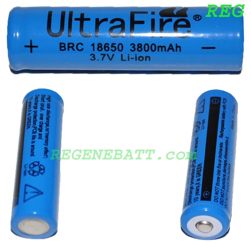 Accus Li-ion Ultrafire 18650 3800mAh 3,7v - REGENEBATT