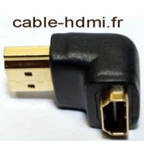 Adaptateur HDMI angle droit male - femelle - plaqué OR