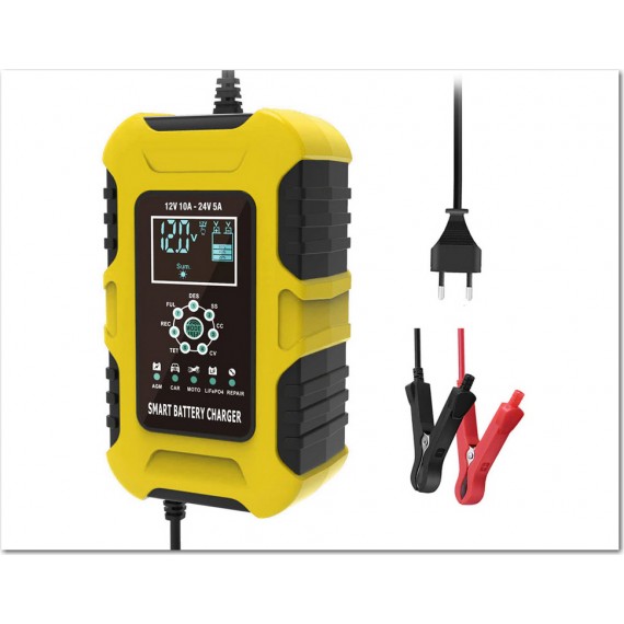 12V 10a, 24V 5a - Chargeur automatique de batterie à 7 niveaux,