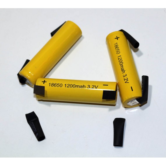 Accus à souder Lifepo4 Yellow 18650 1200mAh 3,2v