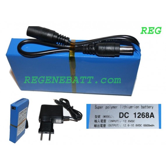 Batterie rechargeable 12v 6800 mAh - Lithium avec chargeur compris -  REGENEBATT